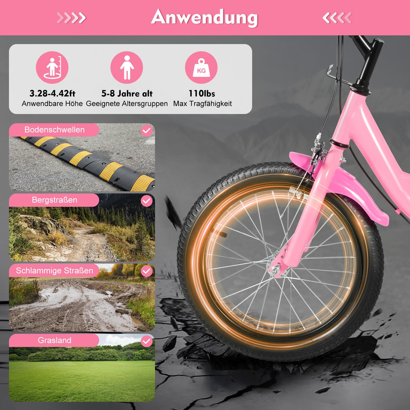 HUSPOO 16 Zoll Kinderfahrrad, Kinderfahrrad für Jungen und Mädchen Kinder, Anfänger Fahrrad Kinderfahrrad Radfahren mit Stabilisatoren und Korb, geeignet für Kinder im Alter von 5-8 Jahren - Meloni2
