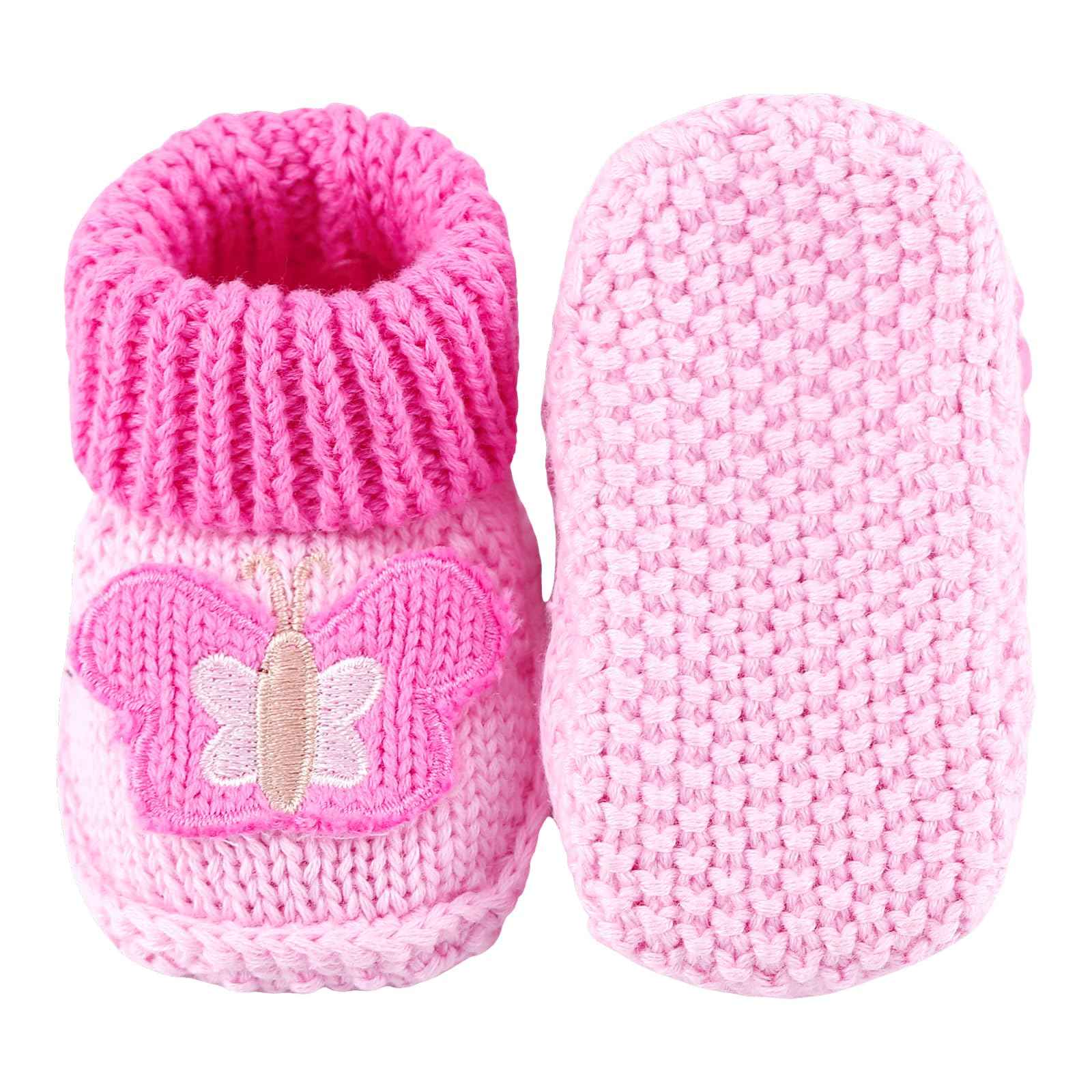 LACOFIA 2 Pairs Newborn Knitted Baby Shoes Soft Baby Boys Girls Ankle Boots 0-3 Months