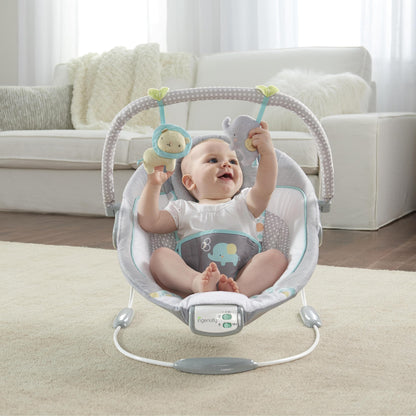 Ingenuity, Morrison Baby Rocker with Soothing Vibrations &amp; 8 Melodies, Play Arch with 2 Toys, Volume Control, Padded Headrest, 3-Point Harness, from Birth to 9 kg 