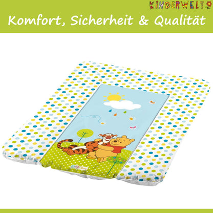 KiNDERWELT Premium Wickelauflage, wasserdichte Wickelunterlage mit Hippo, 50x70 cm, abwaschbare Wickeltischauflage in Weiß, leicht zu tragen, erhöhter Liegekomfort