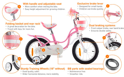 Royal Baby Little Swan Kinderfahrrad Mädchen Fahrrad Stützräder 12 14 16 18 Zoll ab 3-10 Jahre Rosa Kinder Fahrrad - Meloni2
