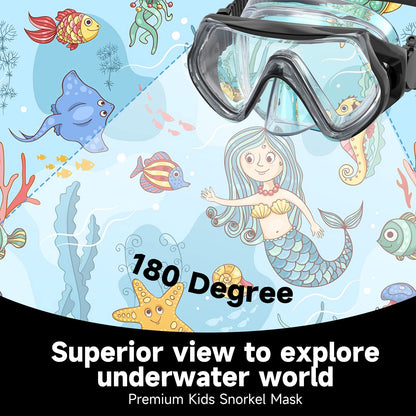 Findway Children's Diving Goggles, Swimming Goggles, Snorkel Mask for Boys Girls Teenagers, Diving Mask with Nose Cover, 180° Panorama, HD, Anti-Fog, Anti-Leak, Diving Goggles for Children 4-16 Years