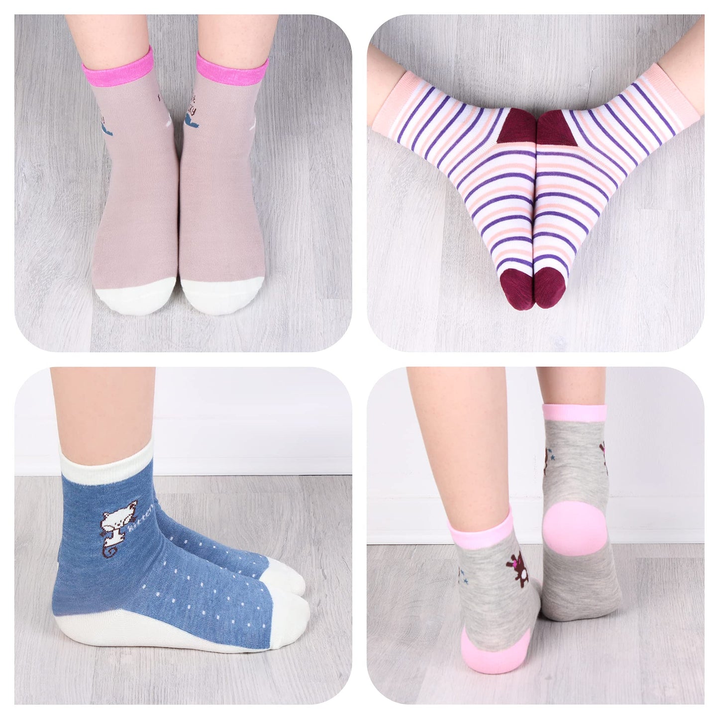 L&K-II 10/12 Paar Kinder Mädchen Socken aus Baumwolle Kleinkind niedliche Muster Kids Sneakersocken bunt 2808VA