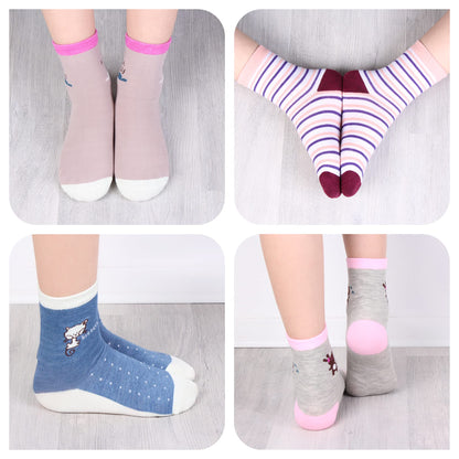 L&K-II 10/12 Paar Kinder Mädchen Socken aus Baumwolle Kleinkind niedliche Muster Kids Sneakersocken bunt 2808VA