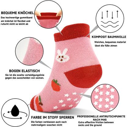 GRPSKCOS Stoppersocken Kinder 12 Paar ABS Socken Rutschfeste Socken Kleinkind Antirutschsocken für 1-7 Jahre Jungen Mädchen