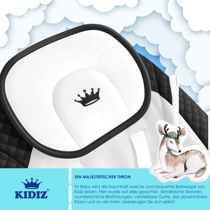 KIDIZ® Baby Rocker Baby Swing with 5 Speed Settings Foldable Baby Rocker Swing Baby High Chair with Play Arch Toys 5 Soothing Natural Sounds Newborn Anthracite