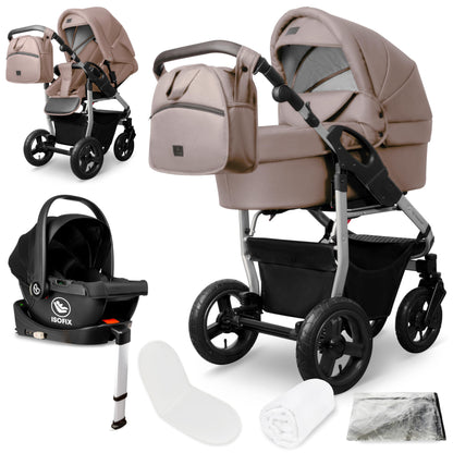 Bergsteiger Capri 3-in-1 Combination Pushchair - Baby Carrier, Sports Seat & i-Size Baby Seat, Pneumatic Tyres, Suspension, Height-Adjustable Handle, Foldable, Accessories