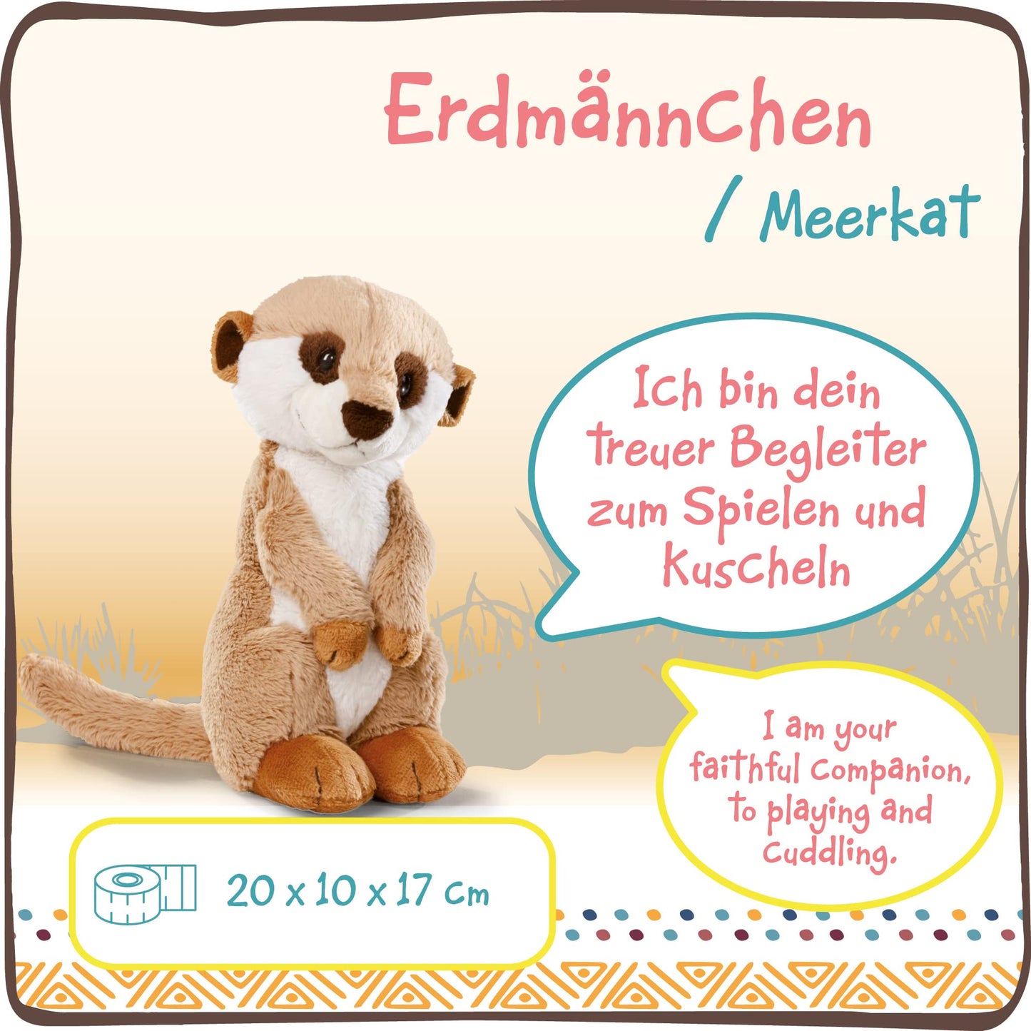 NICI Kuscheltier Erdmännchen 15 cm – Erdmännchen Plüschtier für Mädchen, Jungen & Babys – Flauschiges Stofftier Erdmännchen zum Kuscheln, Spielen und Schlafen – Gemütliches Schmusetier – 46343