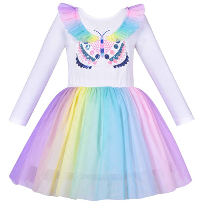 Girls' Long-Sleeve Tutu Skirt Tie Party Size 110–146