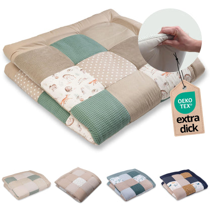 ULLENBOOM Krabbeldecke für Baby 100x100 cm, 100% OEKO-TEX Materialien, Made in EU, Dick & weich gepolstert, Sandblume - ideal als Babydecke, Laufgittereinlage & Spieldecke Baby - Meloni2