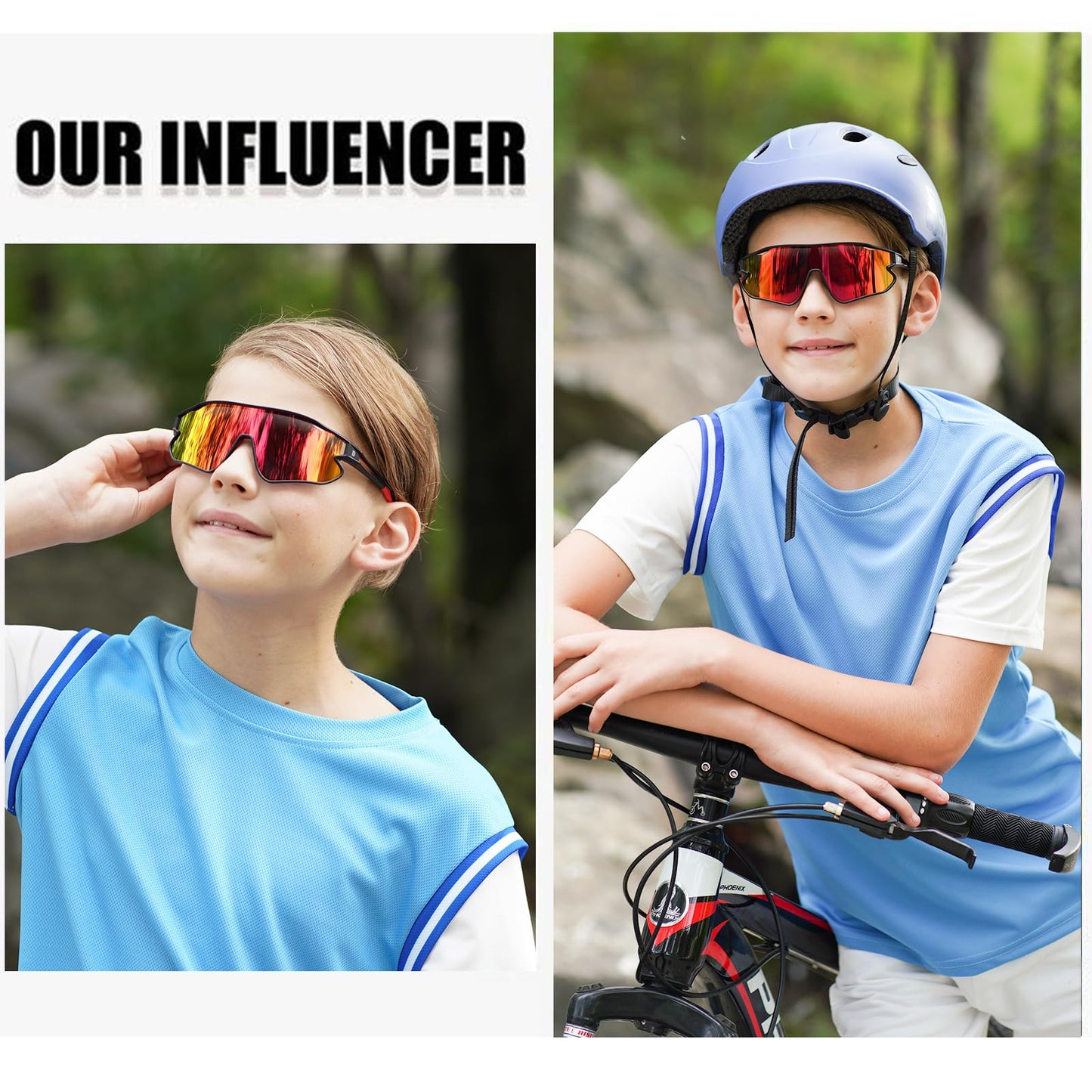 DUCO DK268 Children's Sunglasses Youth Baseball Sunglasses Lightweight TR90 Frame UV400 Sports Cycling Sunglasses for Boys Girls