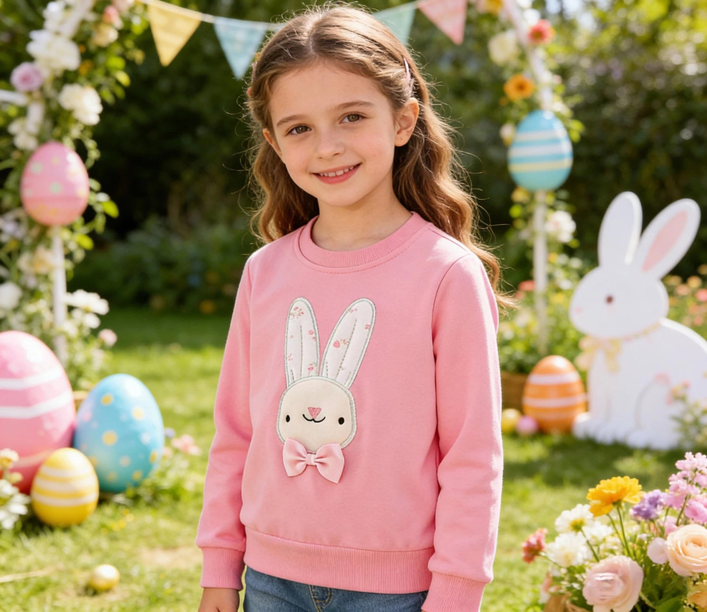 Sweatshirt Mädchen Pullover Kinder Mädchen Baumwolle Langarm Shirt Einhorn Bunny Warm Tops 2-8 Jahre Größe 92 98 104 110 116 122 128