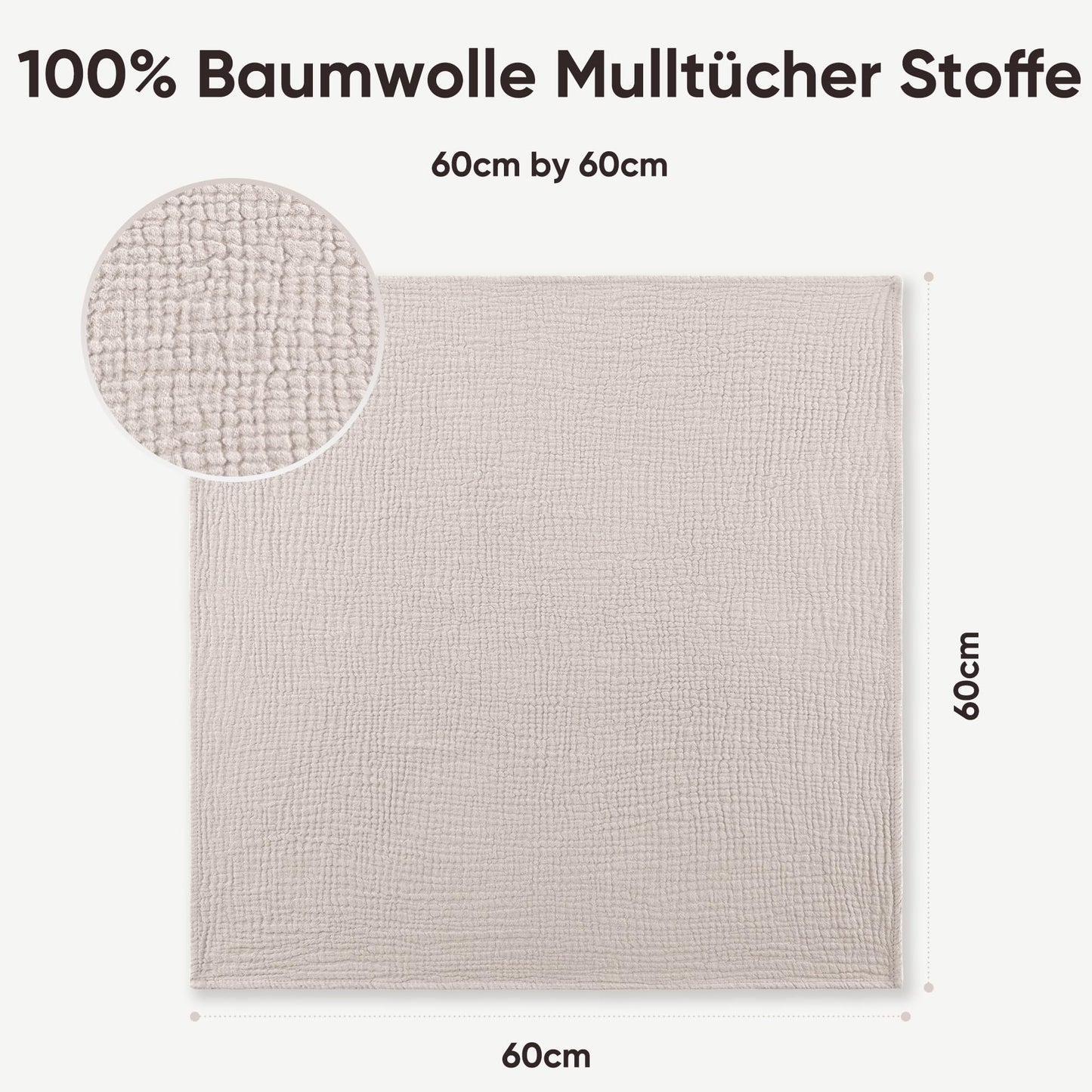 Bearmoss Moltontücher Baby 100% Baumwolle Weiche Spucktücher Baby,Atmungsaktiv und Extrem Saugfähig Musselin Tuch für Saugstark Mulltücher 4er 60x60cm (Brauner Druck)