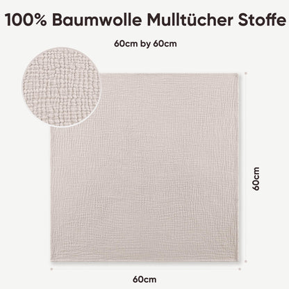 Bearmoss Moltontücher Baby 100% Baumwolle Weiche Spucktücher Baby,Atmungsaktiv und Extrem Saugfähig Musselin Tuch für Saugstark Mulltücher 4er 60x60cm (Brauner Druck)