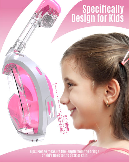 G2RISE® Schnorchelmaske Kinder, tauchermaske vollgesichtsmaske, CO2-sichere, Anti-Beschlag und Trockenoberteil Schnorchel Vollmaske