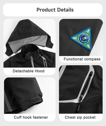 YoungSoul Children's Waterproof Rain Jacket with Removable Hood