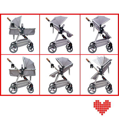 Lalalux Babyboomer leichter Kombikinderwagen Komplettset, Multifunktions-Kinderwagen, klappbar, sportlich, universell, doppelte Federung, inkl. Tasche, Regenschutz u.v.m. Für Kinder bis 36 Monate - Meloni2