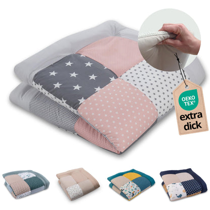 ULLENBOOM Krabbeldecke für Baby 100x100 cm, 100% OEKO-TEX Materialien, Made in EU, Dick & weich gepolstert, Sandblume - ideal als Babydecke, Laufgittereinlage & Spieldecke Baby - Meloni2