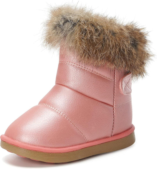 KVbabby Winter Shoes, Girls’ Warm Lined Winter Boots, Children's Ankle Boots, Waterproof Snow Boots, Soft Soles, Slip-On Boots