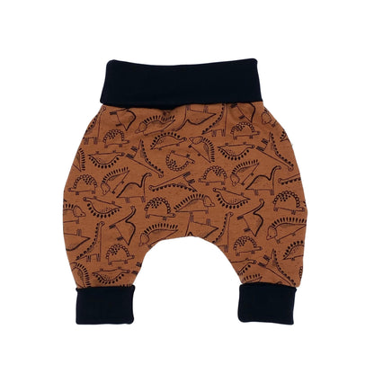 Growing Baby Baggy Trousers Made of Cotton Jersey - Handmade Growing Trousers Baby Trousers for Boys - Sizes 50-74 | 68-86 | 92-104 (Mini Rainbow Brown, 50-74)