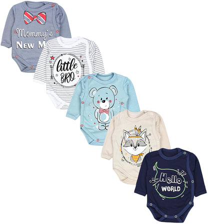 TupTam Baby Body Langarm – Wickelbody Langarm für Jungen & Mädchen, 5er Pack, 100% Baumwolle, OEKO-TEX