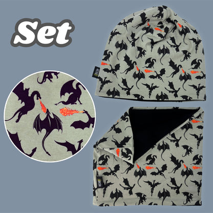 HECKBO Children's Beanie Hat & Scarf, Tube Scarf Set, for Girls and Boys, 95% Cotton, Autumn, Spring, Winter
