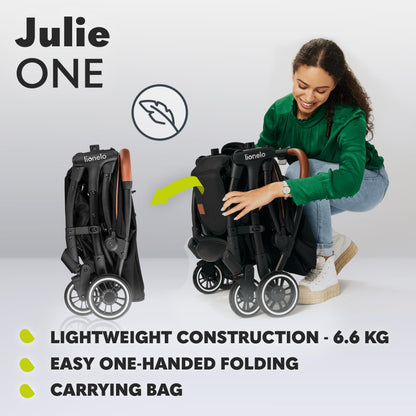 LIONELO Julie One Buggy Pushchair up to 22 kg, Adjustable Backrest and Footrest, Mosquito Net, Leg Warmer, Drink Holder and Transport Bag, Foldable
