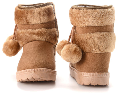 Children's Warm Lined Snow Boots, Girls' Winter Shoes, Baby Non-Slip Boots, Toddler Shoes, Soft Soles, Slip-On Boots