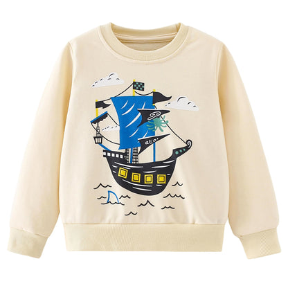 Pilipulu Sweatshirt Boys Kids Pullover Boys Cotton Long Sleeve Shirt Kids Dinosaur Digger Warm Tops 2-7 Years Size 92 98 104 110 116 122