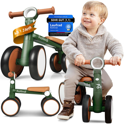 Rollindi Kinder Laufrad ab 1 Jahr [Mitwachsend] Kippsicher Leicht Lauflernrad Baby Fahrrad Rutschauto Jungen und Mädchen von 12-36 Monate | Neues Modell, Blau - Meloni2