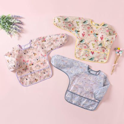 Yunguui Baby Bibs with Sleeves, 5 Pack, Washable Full Body Bibs, Sleeved Bibs, Waterproof for 3-30 Months 