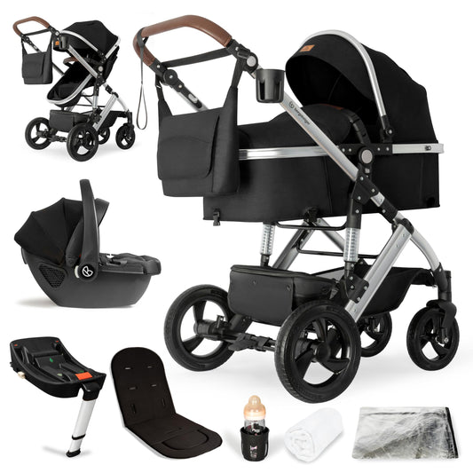 Bergsteiger Nizza 3 in 1 Kinderwagen, Kombikinderwagen Komplettset, Auto-Babyschale & Isofix Station, Babywanne & Buggy Sportsitz inklusive