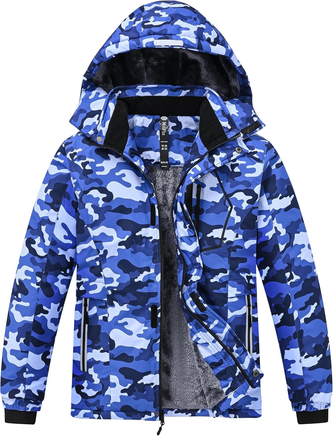 MoFiz Winter Jacket Boys Ski Jacket Warm Inner Lining Children's Outdoor Softshell Jackets Snow Jacket with Removable Hood