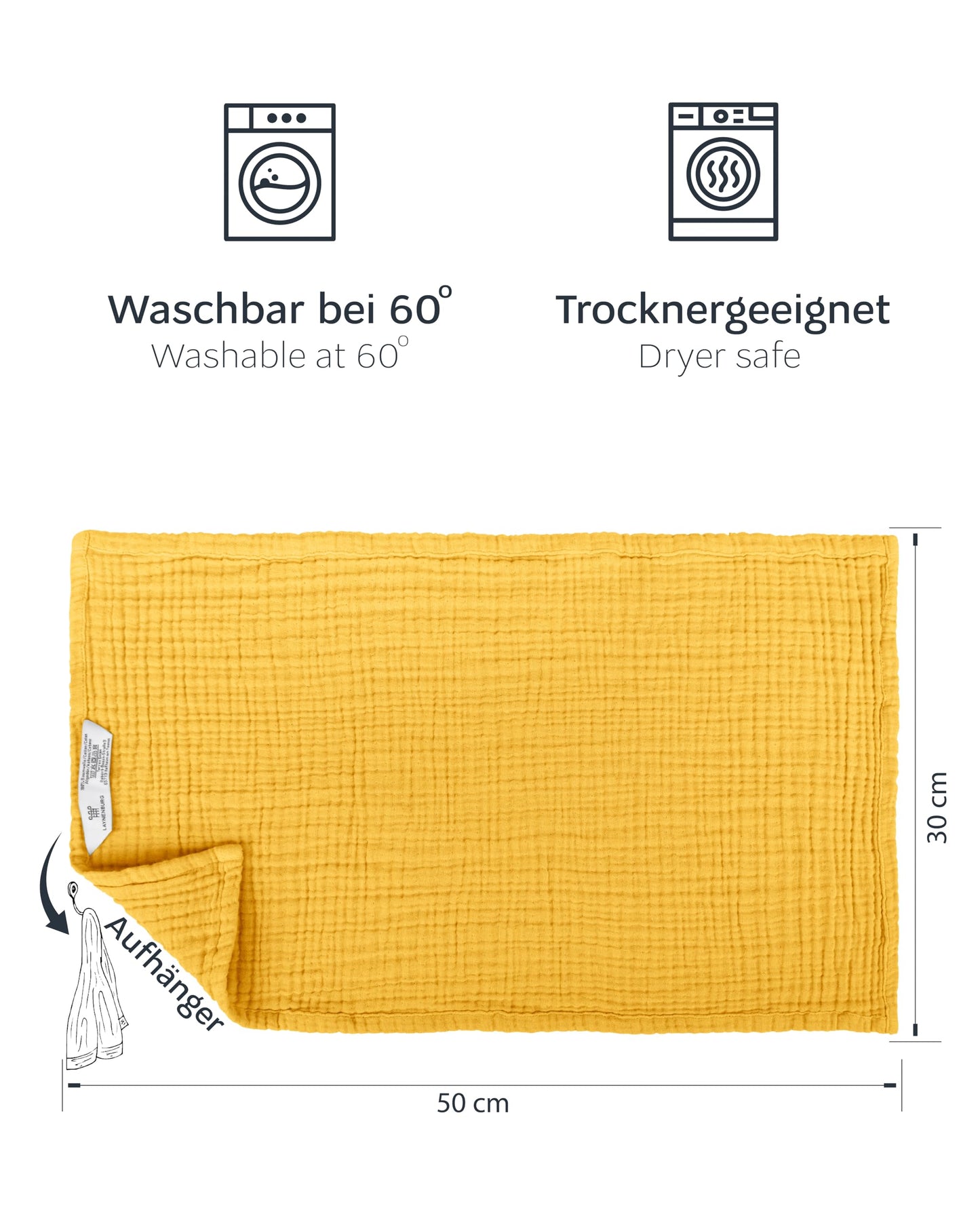 LAYNENBURG 10er-Set Premium Spucktücher Baby aus extra weichem Musselin - 100% Baumwolle - 30x50cm - Oeko Tex 100 - Musselin-tücher als Mulltücher, Mullwindeln oder Stoffwindeln (weiß)