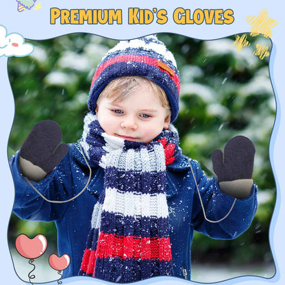 Becellen Fäustlinge Baby, Warme Weiche Kleinkind Strickhandschuhe mit Schlüsselband Niedliche Cartoon-Musterdesign Fäustlinge Baby Doppelt Winter Handschuhe für 0-3 Jahre Jungen Mädchen