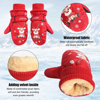 CUINIUNAID Fausthandschuhe Kinder Fäustlinge Kinder Wasserdicht Warm Fleece Weihnachten Kinder Thermohandschuhe für 1-9 Jahre Winterhandschuhe Kinder Schneehandschuhe Kinder Ski Handschuhe