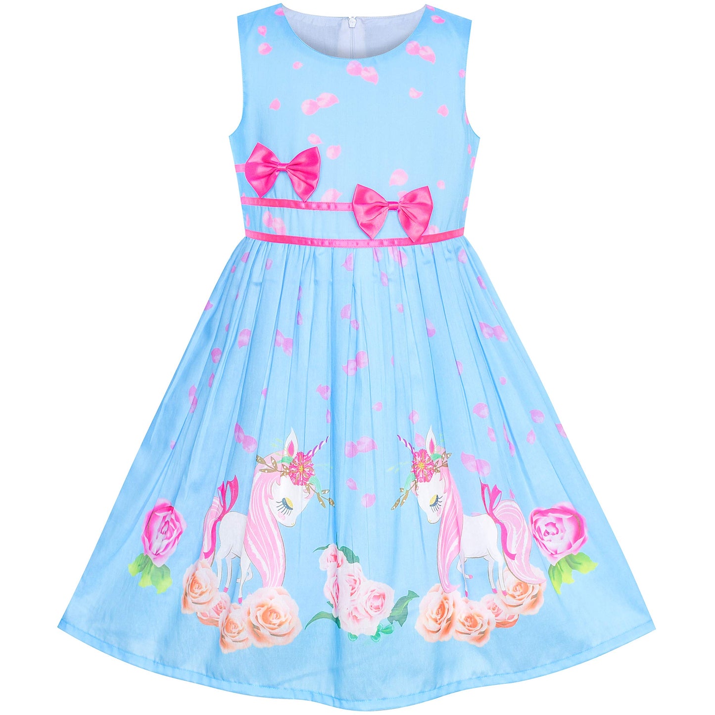 Sunny Fashion Mädchen Kleid Lila Rose Doppelklicken Krawatte Party Kids Trägerkleid Gr. 98-146