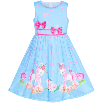 Sunny Fashion Mädchen Kleid Lila Rose Doppelklicken Krawatte Party Kids Trägerkleid Gr. 98-146