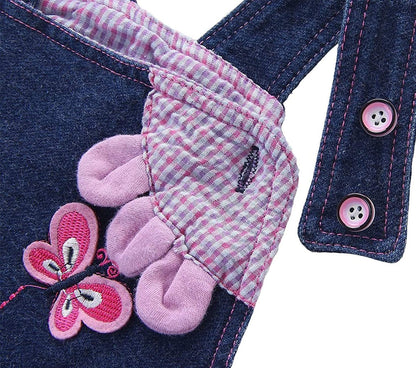 KIDSCOOL SPACE Baby-Mädchen Jeans-Latzhose, niedliches Denim-Outfit mit 3D-Hasenmotiv, Blau