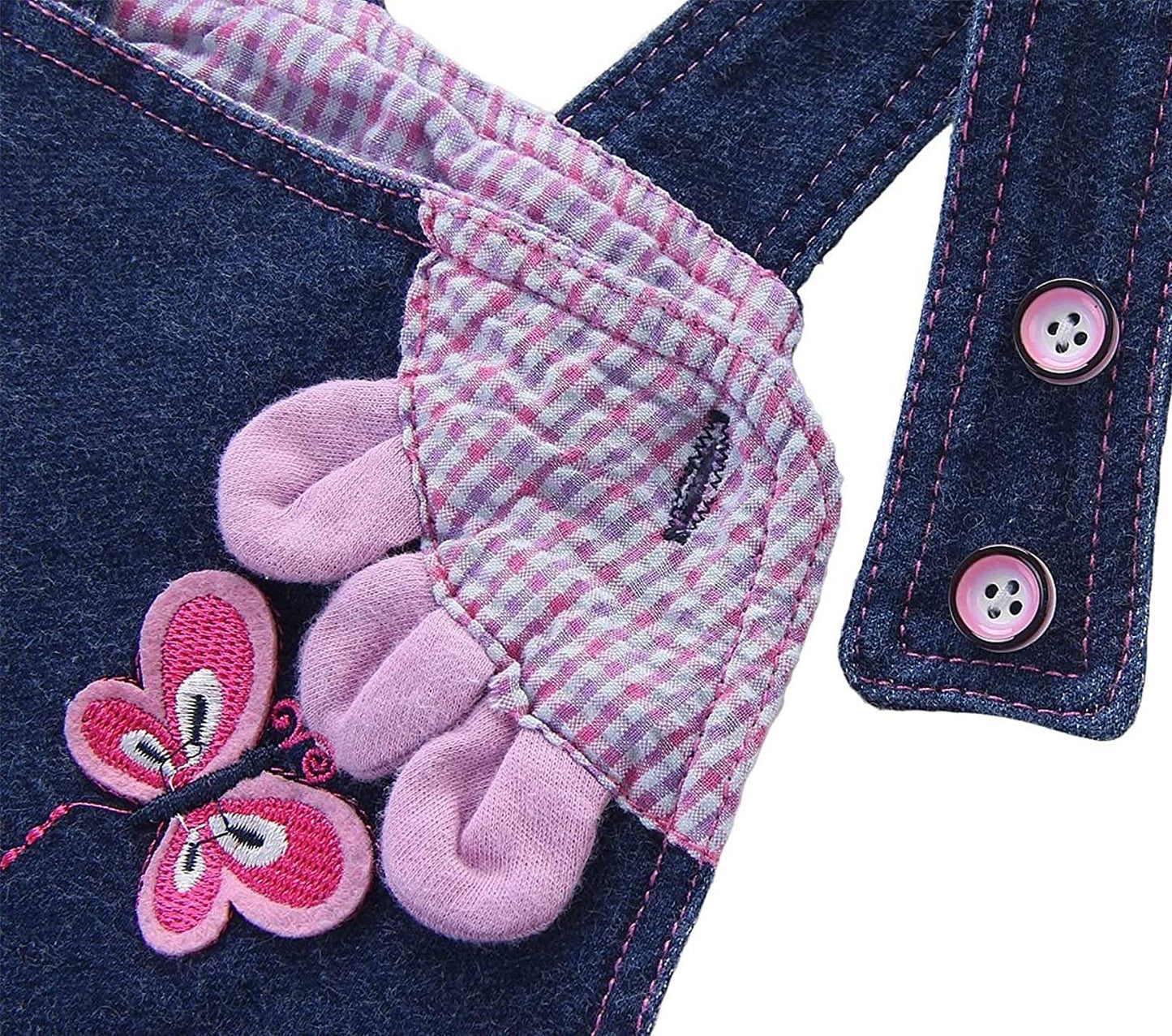 KIDSCOOL SPACE Baby-Mädchen Jeans-Latzhose, niedliches Denim-Outfit mit 3D-Hasenmotiv, Blau
