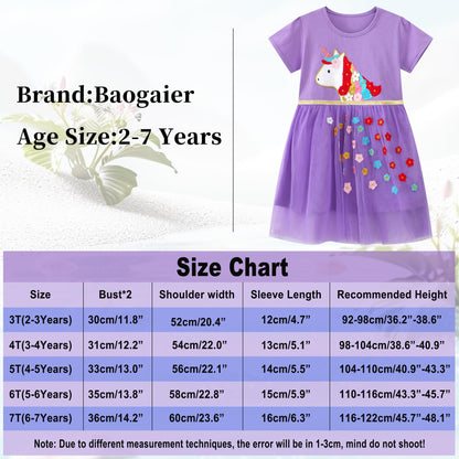 Baogaier Kleid Mädchen Pailletten Tüll Kleider Baumwolle Sommerkleid Sommer Frühling T-Shirt Tüllkleid Kinderkleid Gr. 92-122