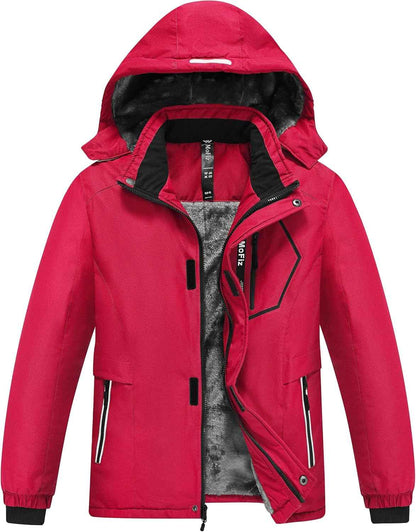 MoFiz Winter Jacket Boys Ski Jacket Warm Inner Lining Children's Outdoor Softshell Jackets Snow Jacket with Removable Hood