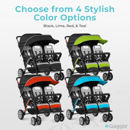 Foundations Sport Quad Pushchair with UV Protection Pram Canopy, 5 Point Harness for Safety, Foot Brake, All Terrain Tubeless Wheels (Lime Green)