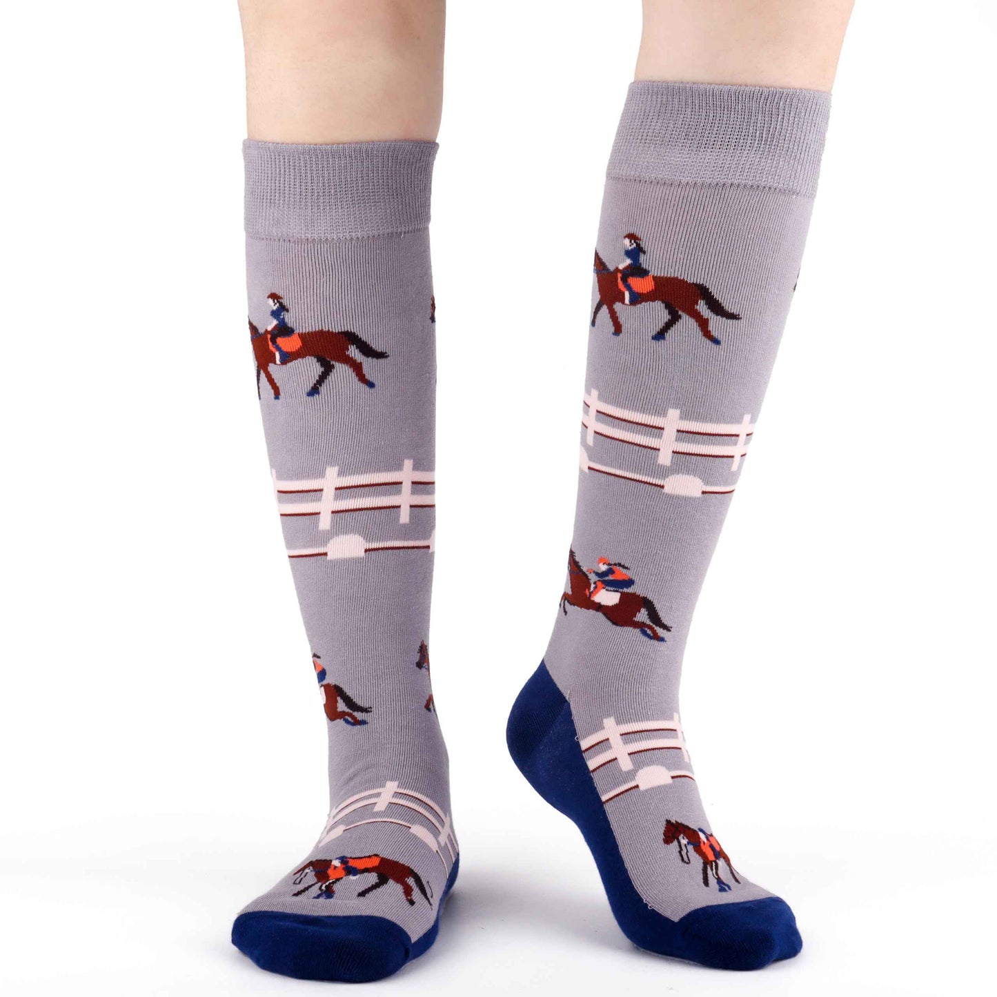Belloxis Women's Socks 39-42 Horse Girls Gift Knee Socks Women's Rider Cotton Socks