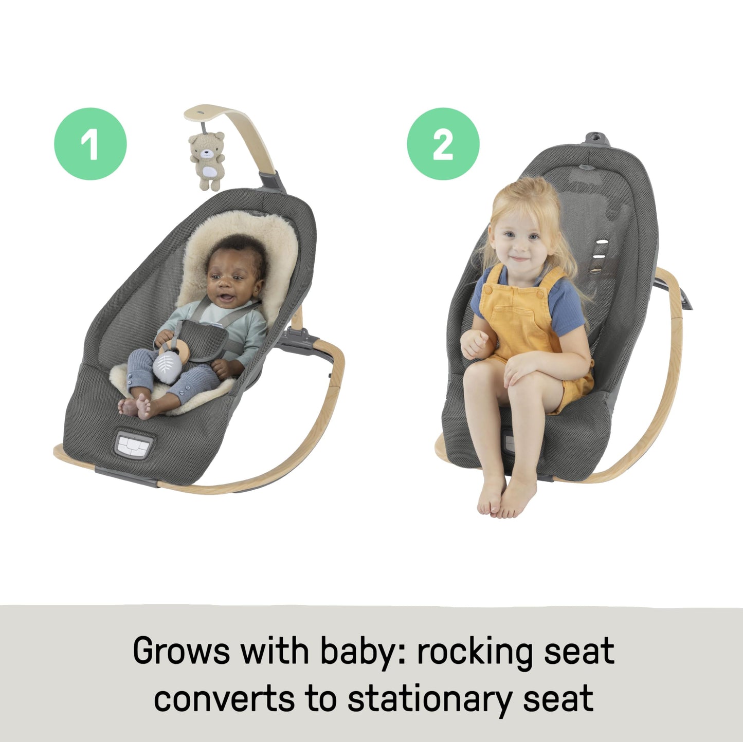 Ingenuity, Cuddle Lamb Babywippe Babyschaukel mit Schaukelfunktion und Vibrationen, Spielbogen mit 2 Plüsch Spielzeug, Musik, 4 Naturgeräuschen und Lautstärkeregler, ab Geburt bis 18 kg