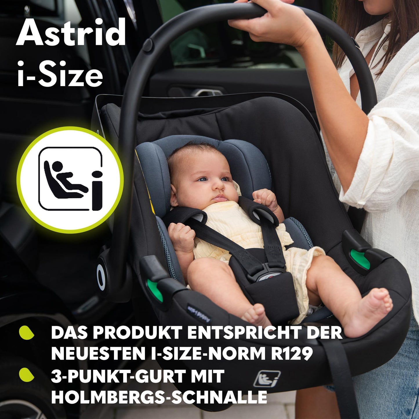 LIONELO ASTRID i-Size Baby Autositz 40-87 cm, Babyschale Gruppe 0+, Rückwärtsgerichtete Montage, 3-Punkt-Sicherheitsgurt Seitenschutz, Sitzeinlage Dri-Seat - Meloni2