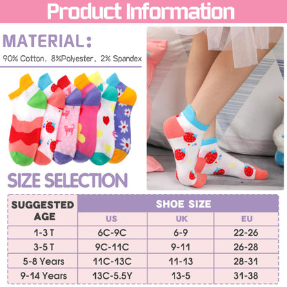 ANTSANG Kinder Lustige Socken Mädchen Sneaker Socken Kurze Einhorn Kindersocken Bunte Cartoon Baumwolle Kleinkind Socken 6 Paare