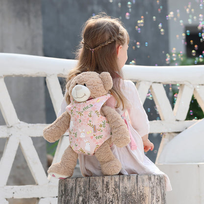 GAGAKU Puppentrage ab 3 Jahre Bauchtrage Babypuppen Zubehör Schultergurte Babytrage Puppe Kleinkind Puppentragetasche Stofftiertrage Kuscheltierträger - Rose - Kaninchengarten