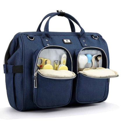 Wickeltasche mit wasserdicher Wickelunterlage und 2 Kinderwagen Haken verstellbare Schultergurt multifunktionale Umhängetasche Reisetasche für Unterwegs