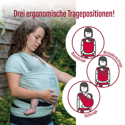 manduca Sling - Babytragetuch - Elastische Babytrage für Neugeborene von der Geburt bis zu 15 kg - Bio-Baumwolle - GOTS zertifiziert